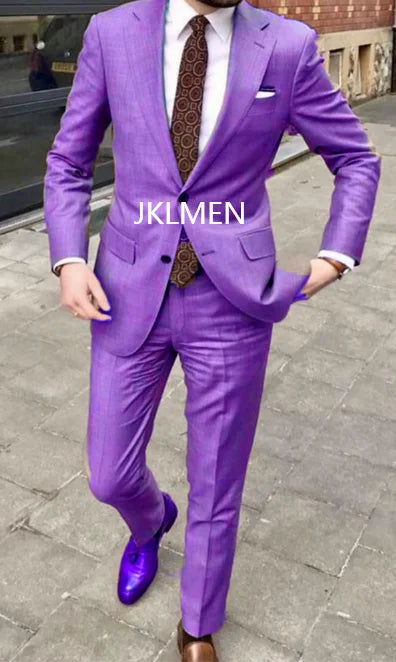 2025 Men's Suit   Handsome Casual 2 Piece Suit For Men Wedding Tuxedos Notched Lapel Groomsmen  Business  Prom Blazer