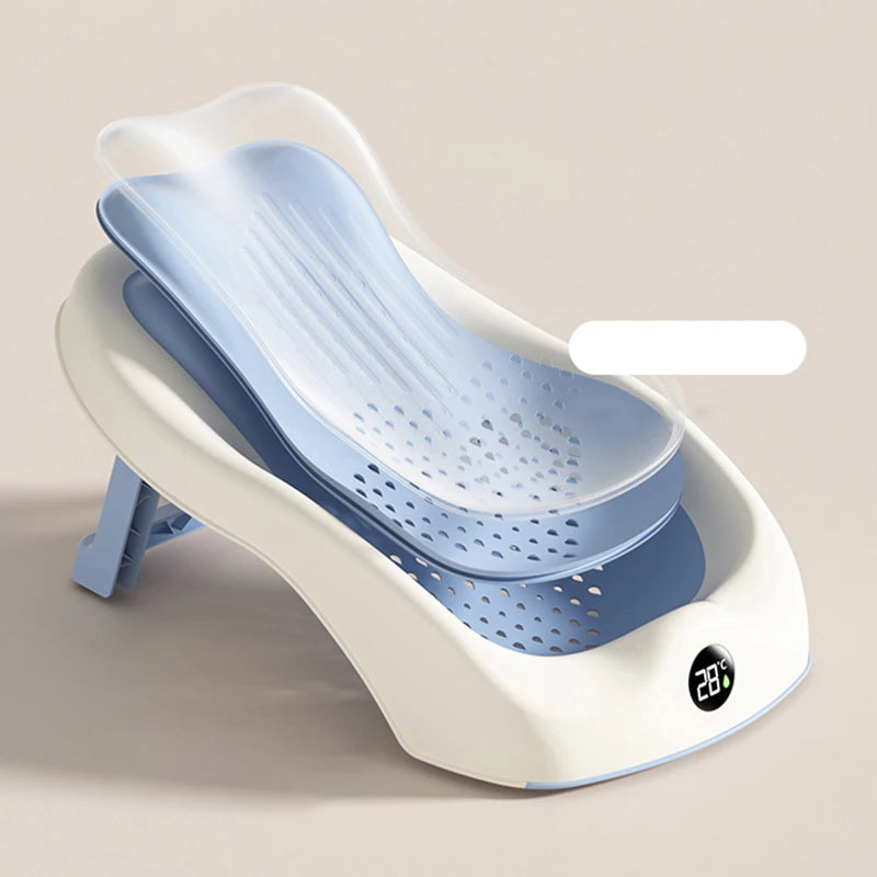 Newborn Baby Shower Rack Real-Time Temperature Bath Bathtub for Babies Non Slip Folding Bath Bed Holder Infants Care Items 2024