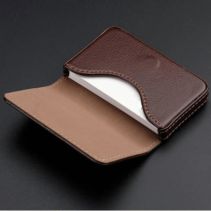 Sized Stitched PU Leather Credit Card Holder Visiting Business Card Case Wallet with Magnetic Shut for Men