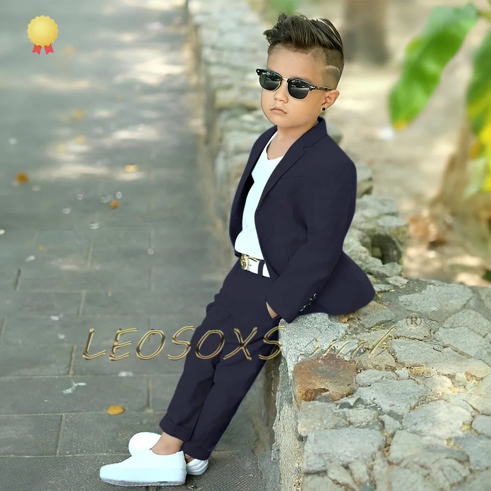 Kids suit 2-piece set (blazer + trousers) suitable for events, celebrations, parties, vacations, customized boys' suits