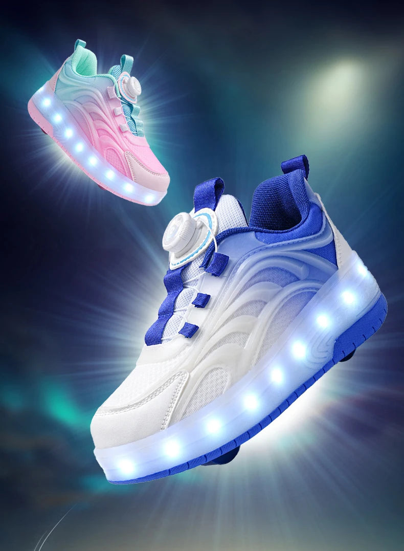 Two Wheels Children's Led Light Roller Skate Shoes For Kids Boys Girls Glowing Sports Luminous Sneakers Skateboard USB Charging