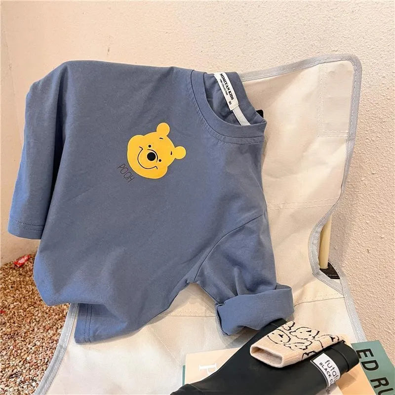 Cartoon Mickey Children's Long Sleeved T-shirt Spring Autumn Fashion Baby Base Shirt Tops Crewneck Loose Kids Blouse Clothes