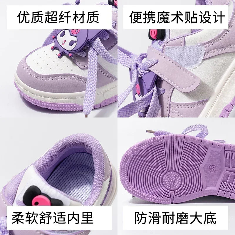 Sanrio Kuromi Children's Casual Shoes Girls Cute Cartoon Comfortable Board Shoes Breathable Non Slip Running Shoes Sneakers