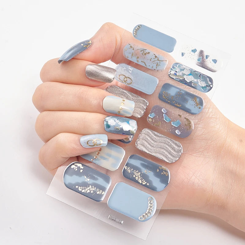 Full Cover Nail Stickers Fashion Nail Polish Nail Decoration Sparkling Glitter Self Adhesive Manicure Designer Nail Art Sticker