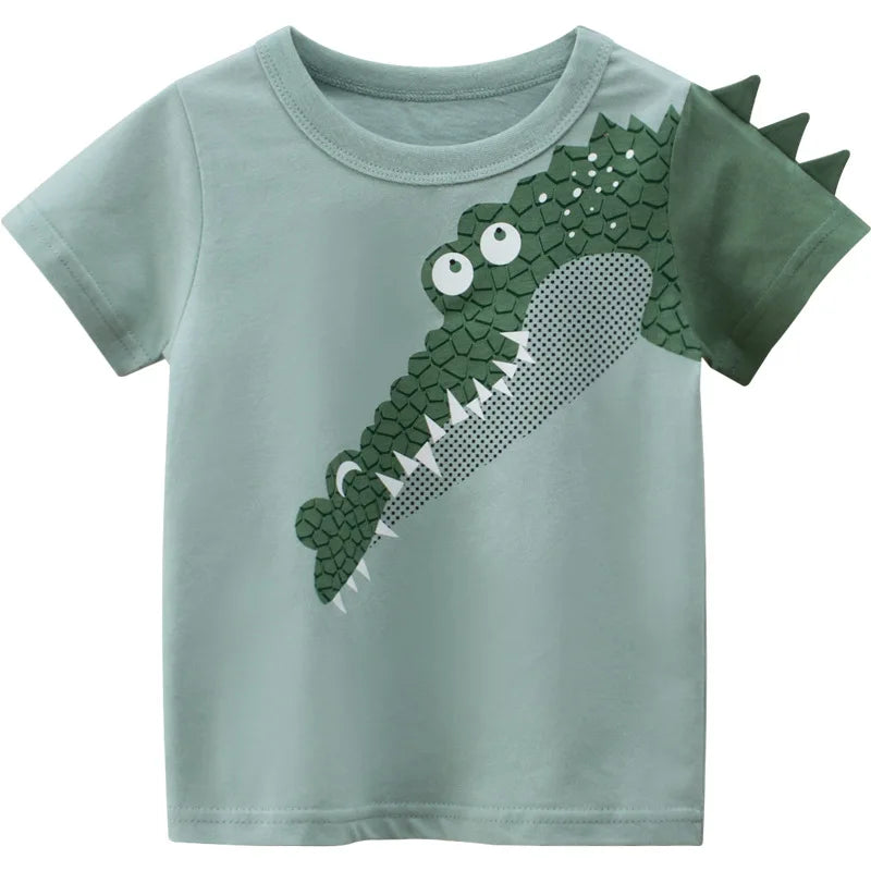 OLEKID 2024 Summer Children Boys Clothing Printed Cartoon Boys T-Shirts 2-8 Years Kids Baby Boy Tops Short Sleeve Toddler Tees