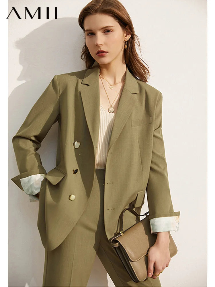 Amii Minimalism Spring Summer Women Suit Sold Separately Offical Lady Lapel Solid Blazer Women Suit Pants Female Shorts 12240756