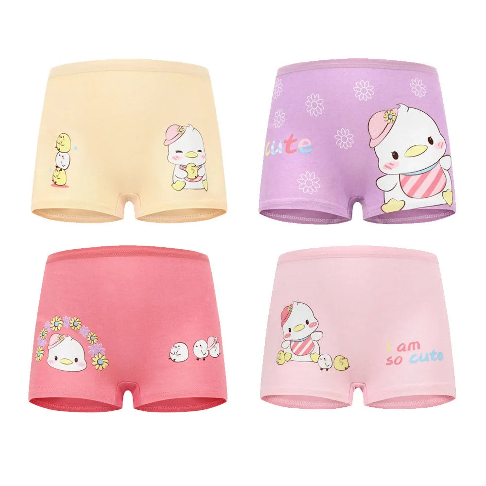 4 Pieces/lot Design Children's Girls Panties Cotton Soft Pretty Cartoon Unicorn Child Underwear for Girls Kids Boxer Breathable