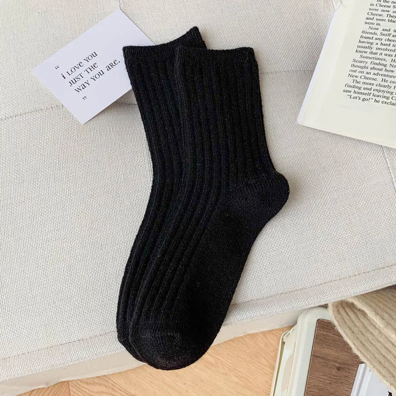 2024 New Winter  Cashmere Wool Women Socks  Casual japanese fashion Solid Color Thicker Long Sock Girls Thermal Warm Crew Sock