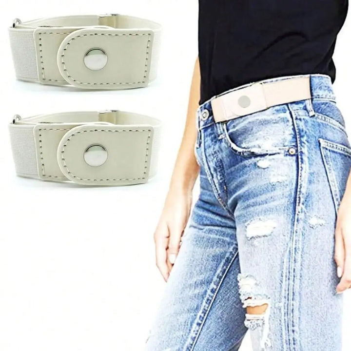 2pcs/set No Buckle Elastic Belt For Women Men Unisex Stretch Belt For Pants Jeans Casual Buckle Free Adjustable Invisible Belt