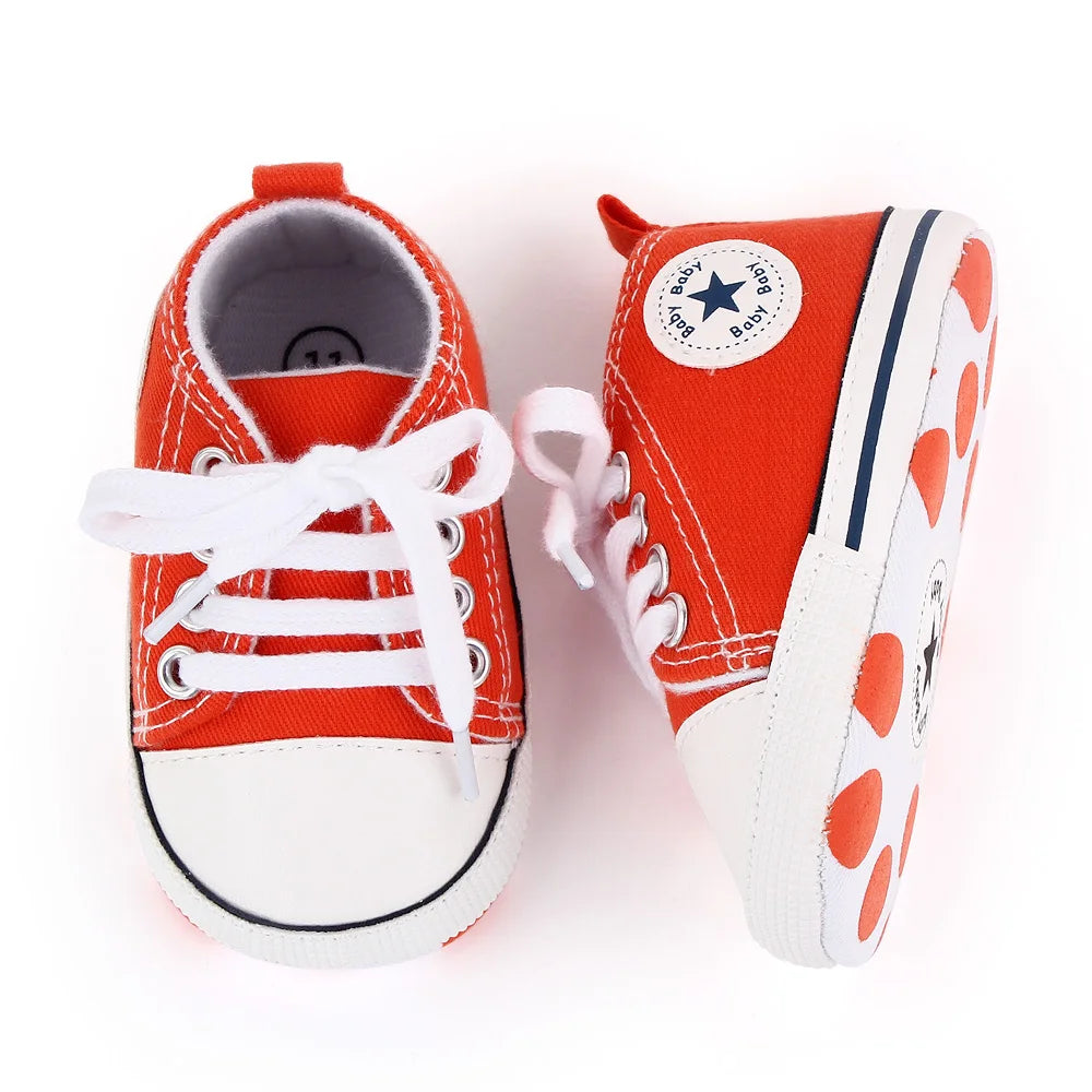 New Baby Shoes Boys Girls Classic Canvas Casual Sneakers Newborn First Walker Toddler Soft Sole Non-Slip Walking Shoes D2486