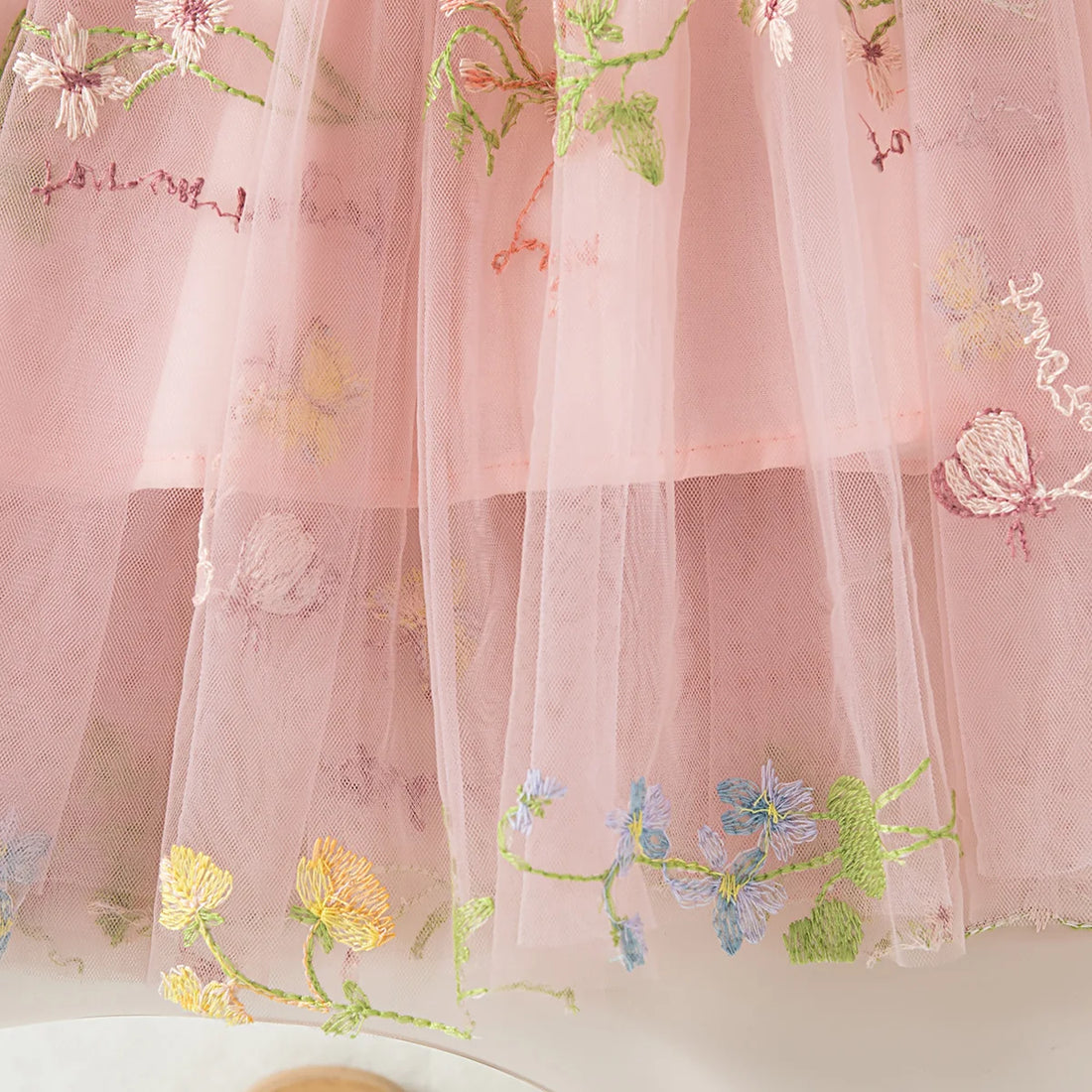 Summer New Girls' Dress Halter Small Flying Sleeve Embroidery Pattern Wings Sweet Princess Dress Mesh Princess Dress