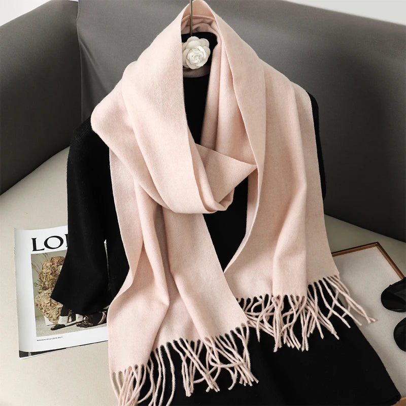 New 62 Color Winter Scarf For Women Long Warm Cashmere Scarves Hijab Solid Lady Shawl Wrap Female Pashmina Bandana Head Scarfs