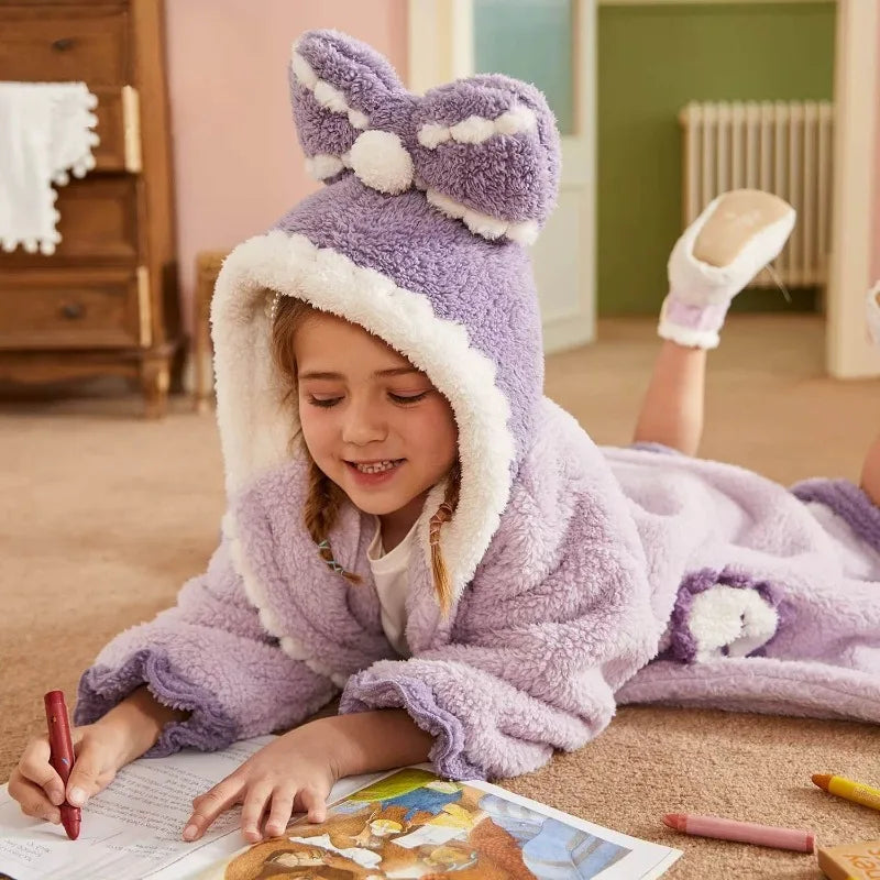 Girls Flannel Pajamas Autumn Winter Robes for Kids Warm Nightgowns for Children Teenager Bath Towel for Kids Clothes