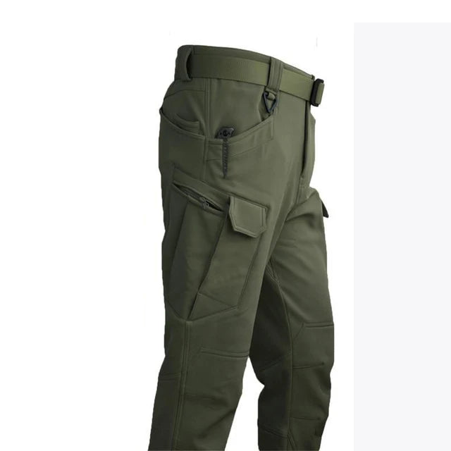 Men's Winter Waterproof Climbing SkiingTrekking Fleece Fishing Tactical Sharkskin Cargo Pants Camping Hiking Hunting Trousers