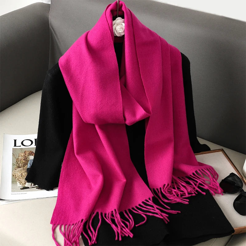 New 62 Color Winter Scarf For Women Long Warm Cashmere Scarves Hijab Solid Lady Shawl Wrap Female Pashmina Bandana Head Scarfs