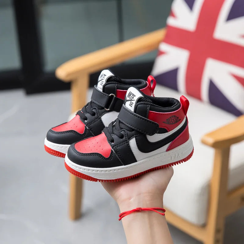 Fashion Kids Sneakers Spring Autumn High Top Breathable Casual Shoes Girls Non-slip Board Shoes Boys Outdoors Basketball Shoes