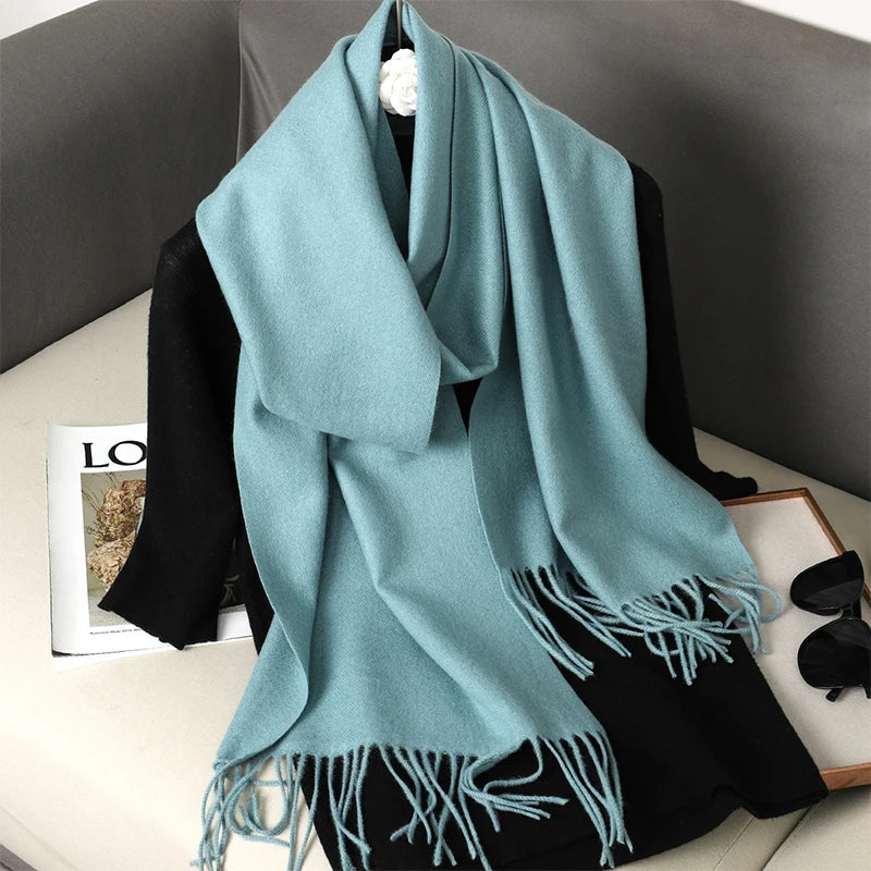 New 62 Color Winter Scarf For Women Long Warm Cashmere Scarves Hijab Solid Lady Shawl Wrap Female Pashmina Bandana Head Scarfs