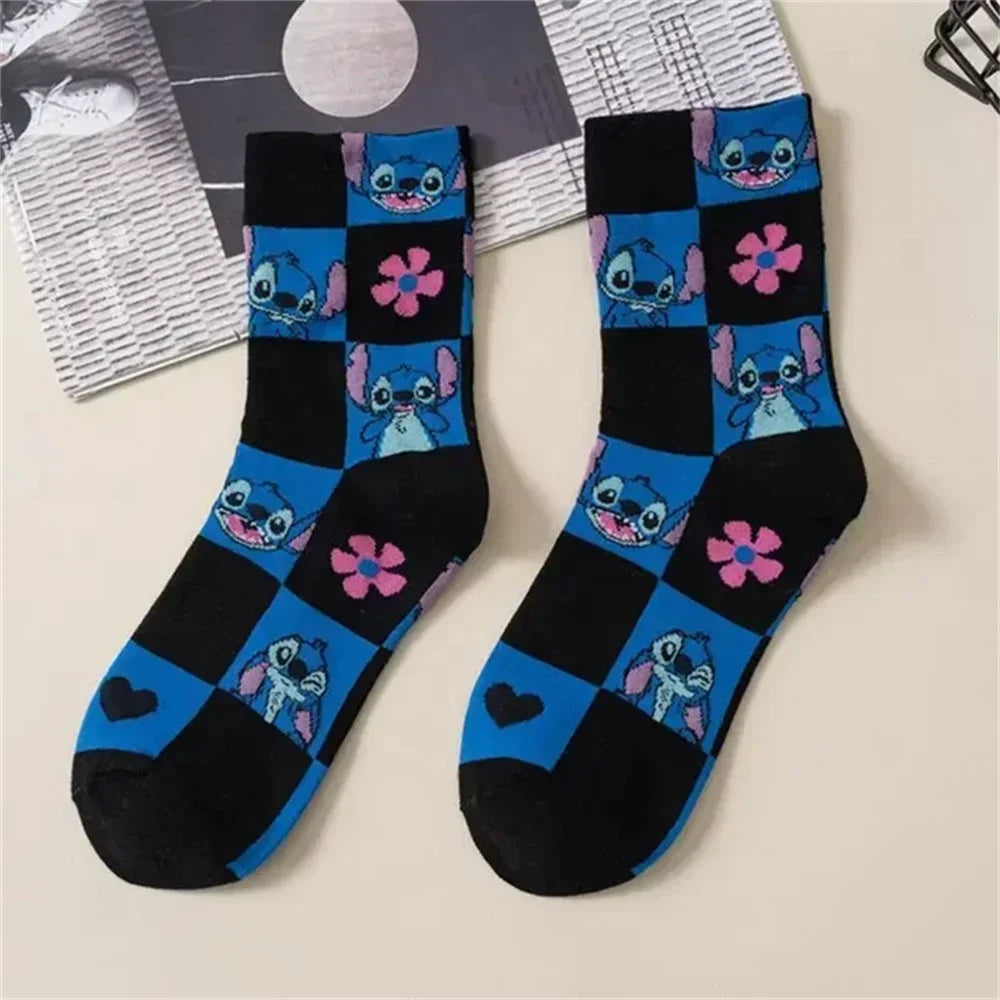 Stitch Disney Anime Lilo & Stitch Cotton Midtube Stockings Socks Cartoon Stitch Dolls Stockings Boys Girls Warm Sleep Socks Gift