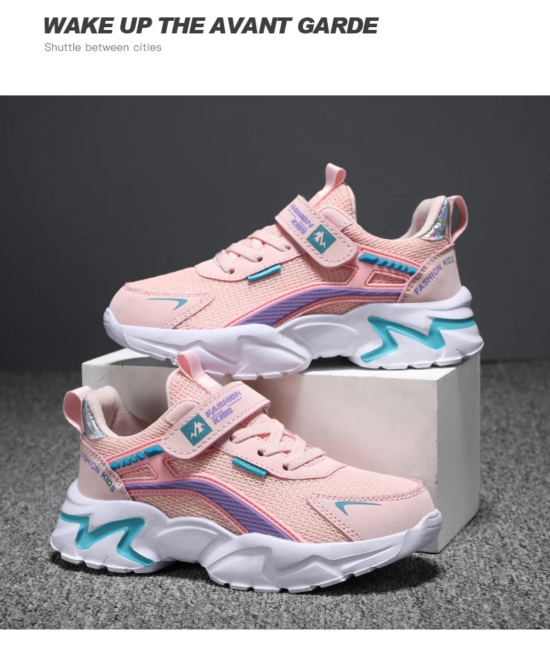 Kids Casual Pink Girls Shoe Outdoor Comfortable Running Shoes Sneakers Breathable Student's Children Boys Sport Walking Footwear