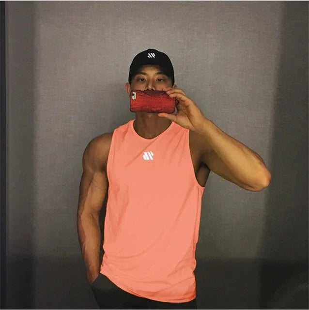 2024 Mens fitness gyms Tank top men Fitness sleeveless shirt Male mesh breathable Sports vest Undershirt Gyms Running vest men