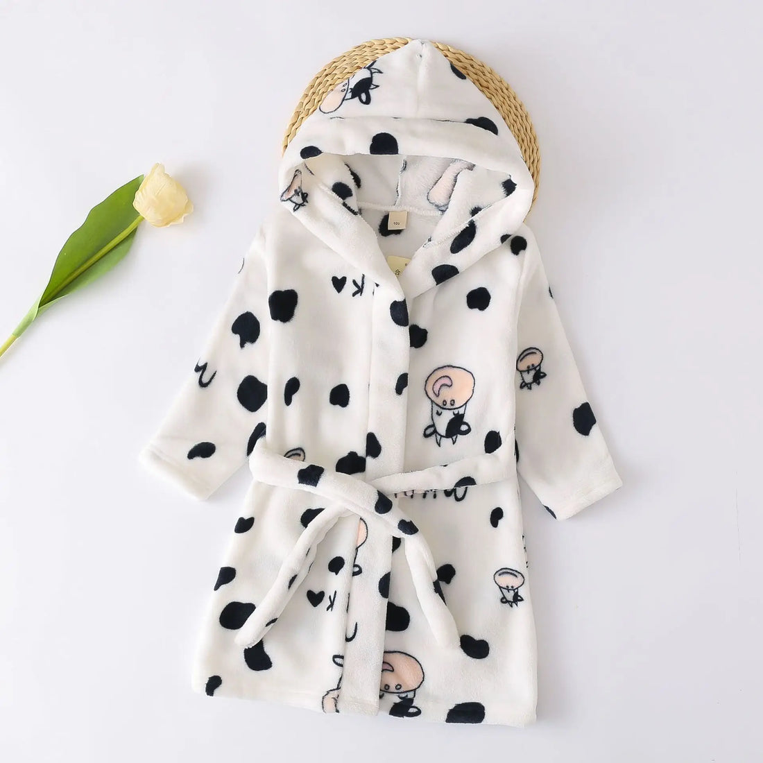 New Autumn Winter Kids Hooded Soft Flannel Bathrobe Baby Bath Robes Boys Girls Cute Cartoon Bear Pajamas Long Sleeve Towel Robe