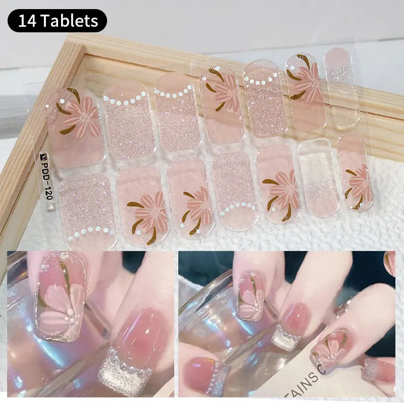 Full Cover Nail Stickers Fashion Nail Polish Nail Decoration Sparkling Glitter Self Adhesive Manicure Designer Nail Art Sticker