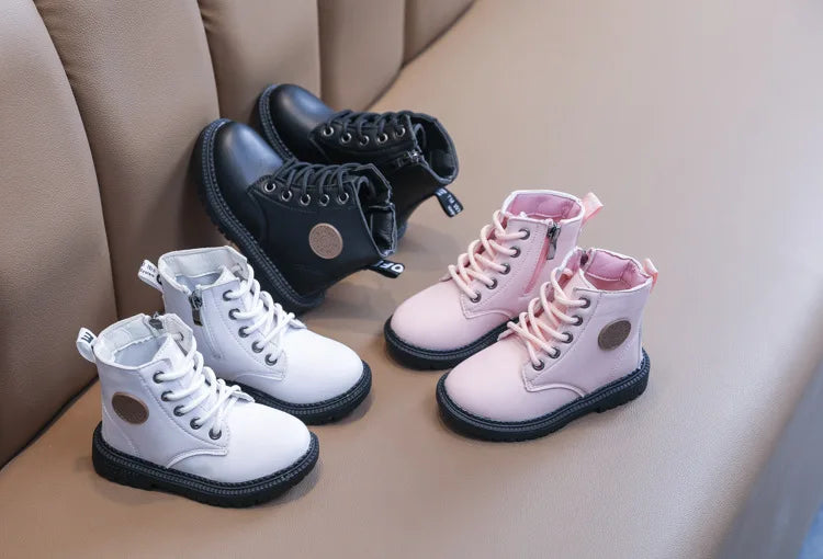 Four Seasons Child Shoes Short Ankle Snow Boots Kid Sports Boot Boy Girl Shoe Fashion Soft PU Leather Warm Toddlers Big Kid Boot