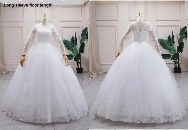 Best Selling 2024 Long Sleeve V Neck Lace Wedding Dress 2025 Vintage Bride Bridal Ball Gown Modest Wedding Dresses  Customized