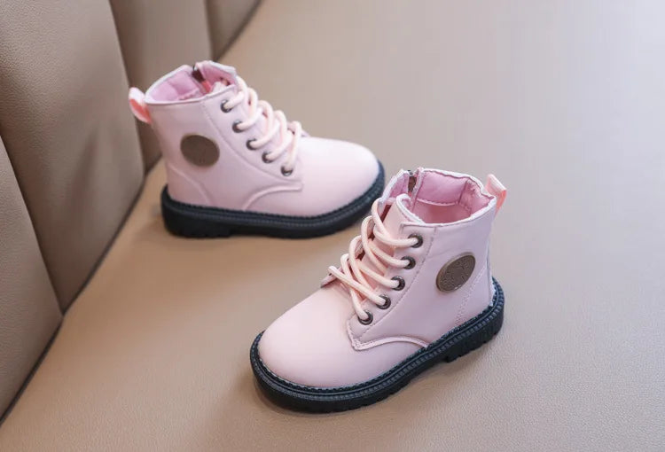 Four Seasons Child Shoes Short Ankle Snow Boots Kid Sports Boot Boy Girl Shoe Fashion Soft PU Leather Warm Toddlers Big Kid Boot