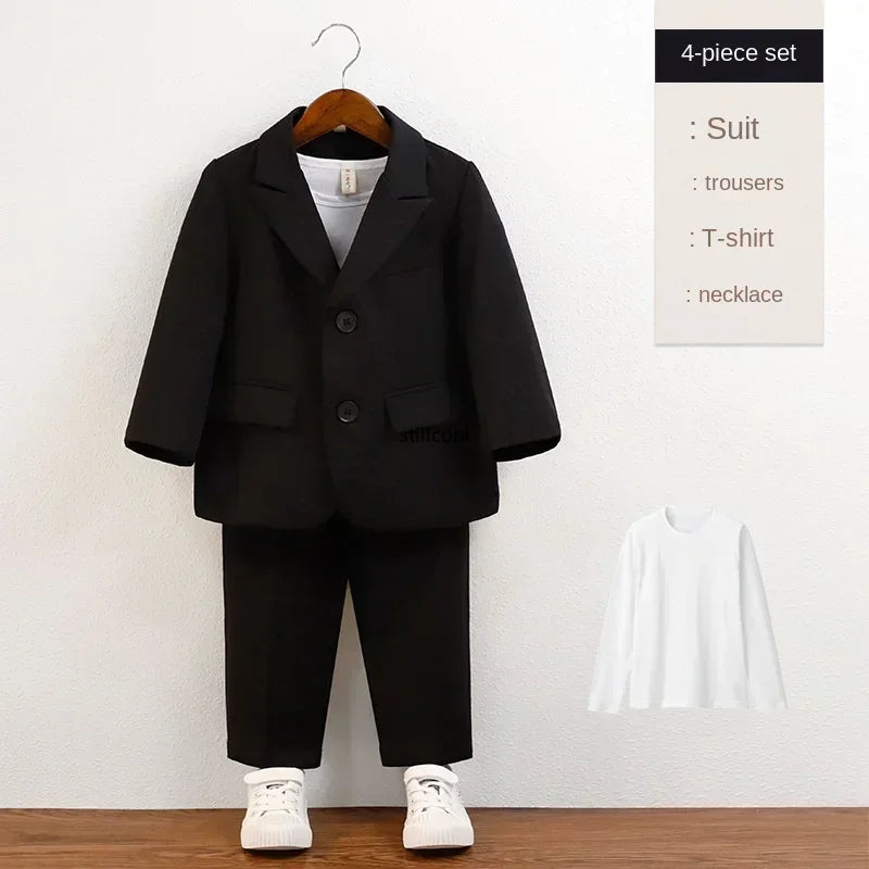 Suit for Boys Fall Casual Children School Uniform Outfits Handsome Kids Host Performance Costume 8 10 Y Boy Birthday Blazers Set