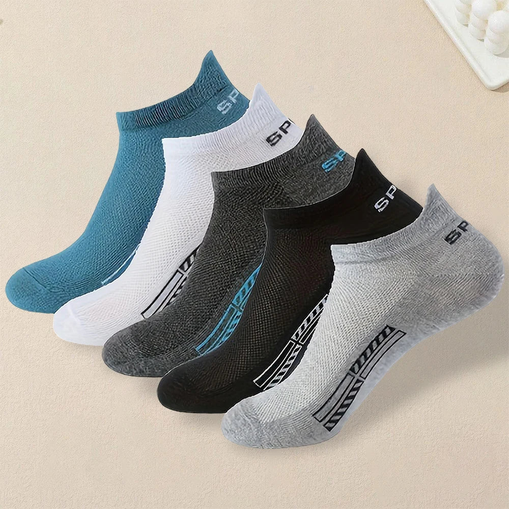 5 Pairs Men Summer Socks Trendy Fashionable Simple Versatile Men Ankle Socks Comfortable Lightweight Breathable Casual Socks