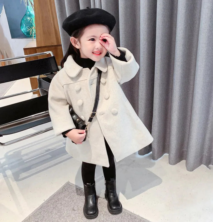 Winter Girl's Long Fashion Plus Cotton Coat 2024 Baby Girl Korean Style Thickened Double-breasted Coat Children Warm Jacket