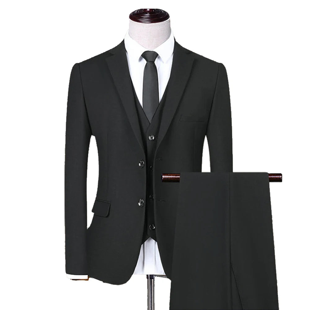 High Quality Wedding Suits For Men Elegant Blazers Set 3 Pieces Formal Classic Jackets Vest Pants Full Coats Luxury 2024 Costume