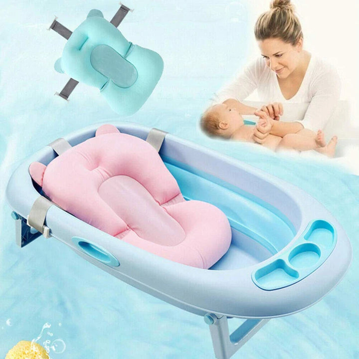 Portable Baby Bathtub Pad Ajustable Bath Tub Shower Cushion Newborn Support Seat Mat Foldable Baby Bath Seat Floating Water Pad