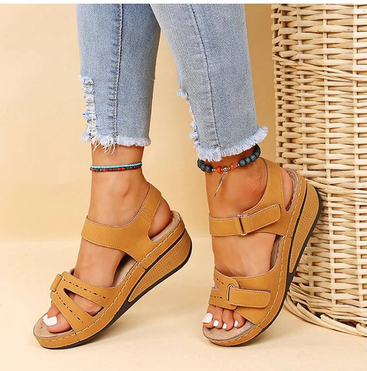 New Open Toe Fashion Women's Sandals Summer 2023 Soft Sexy Womens Sandals Wedge Buckle Women's Orthopedic Sandal Footwear Female