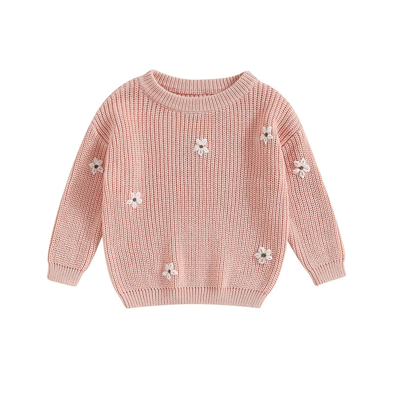 Newborn Baby Girls Winter Flower Sweater Clothes 2023 Autumn Newborn Infant Clothing Pullover Knitted Kids Sweaters