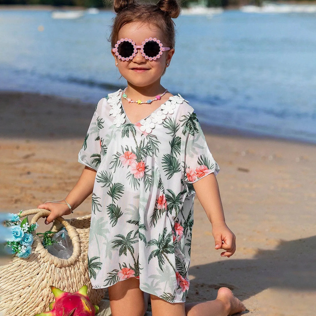 Children'S Cover Up Shirt Girl'S Cute Swimsuit Beach Cardigan Top Dress Bathing Suit Summer Casual Holiday Girl Swim Shirt