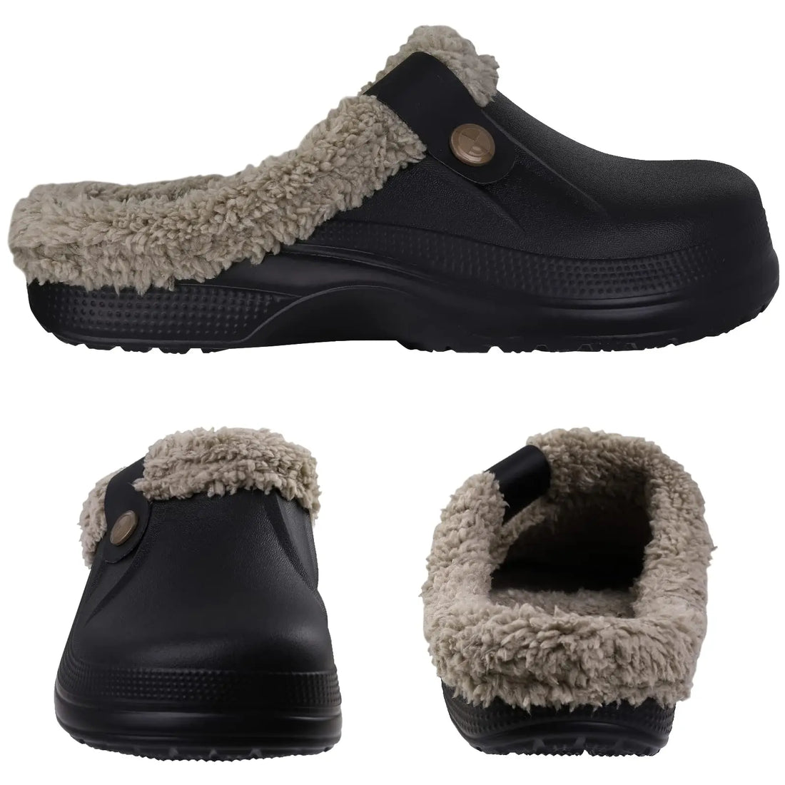 Comwarm New Fuzzy House Slippers For Women Men Winter Waterproof Garden Shoes Soft Plush Slippers Outdoor Warm Furry Clogs Slide