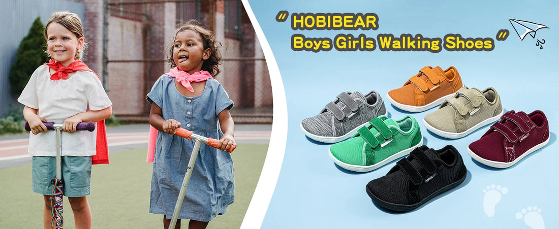 HOBIBEAR Kids Mesh Barefoot Shoes Little/Big/Kid Wide Toe Minimalist Sneakers Lightweight Hook Loop Breathable Casual Shoes