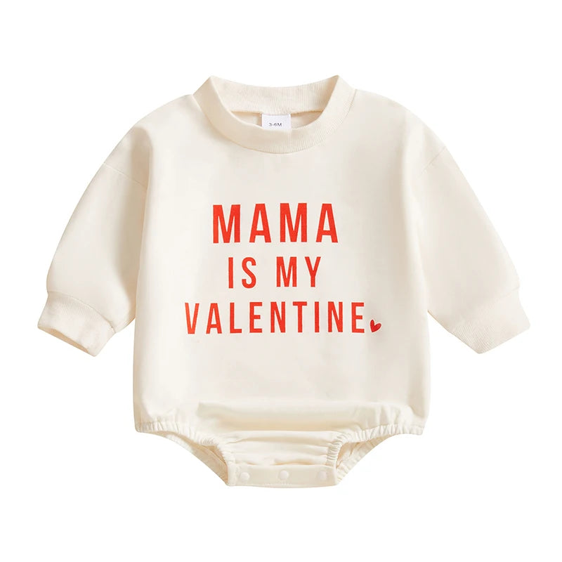 Baby Boy Valentine s Day Romper Casual Letter Print Long Sleeve Jumpsuit for Infant Toddler Cute Outfit