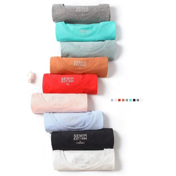 Semir Summer Cotton T Shirts Men 2024 Simple O Neck Stretch Solid New Tops Clothing Casual Tshirt Man Streetwear Cool Tee Shirts