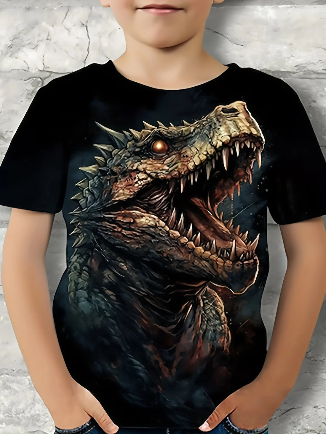 Children's Clothing Boys Tshirt Short Sleeve Child T-Shirt 3D Dinosaur Print Casual Kids Summer Clothes Girls Clothes Tops Tee