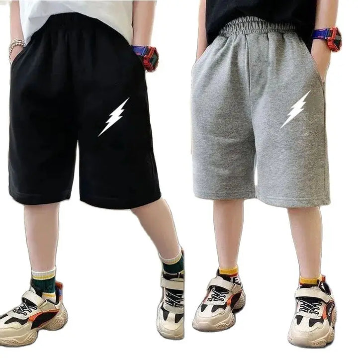 Kids Summer Cartoon Shorts 3-14Years Children Cotton Elastic Waist Knee Length Pants Gray School Student Boys Short Sweatpants