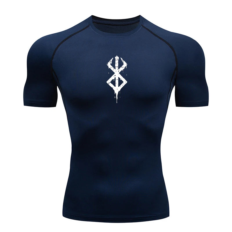 Men's Print Compression Shirts Summer Short Sleeve Rash Guard Gym Workout T-shirt Athletic Quick Dry Baselayer Undershirts Tops