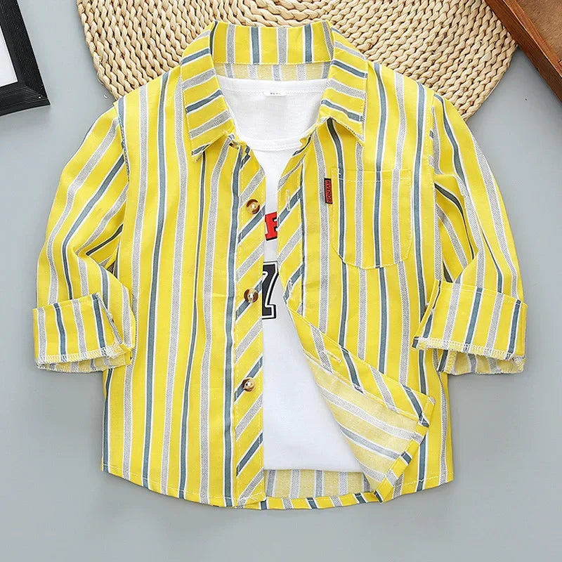 2023 Spring Baby Boys Shirts Kids Cotton Clothes Children Long Sleeve Plaid Shirt Autumn Toddler Girls Casual Shirts Tops 2-11Y