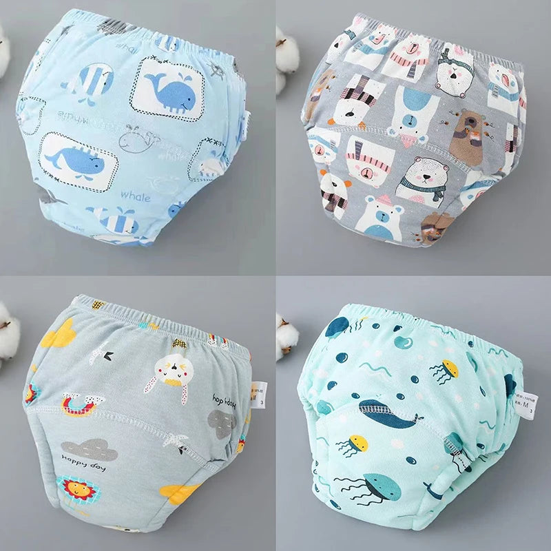 4PCS Baby Waterproof Diapers Pee Shorts Underwears Reusable Soft Ecological Cotton Toddler Potty Training Pants For Boys Girls