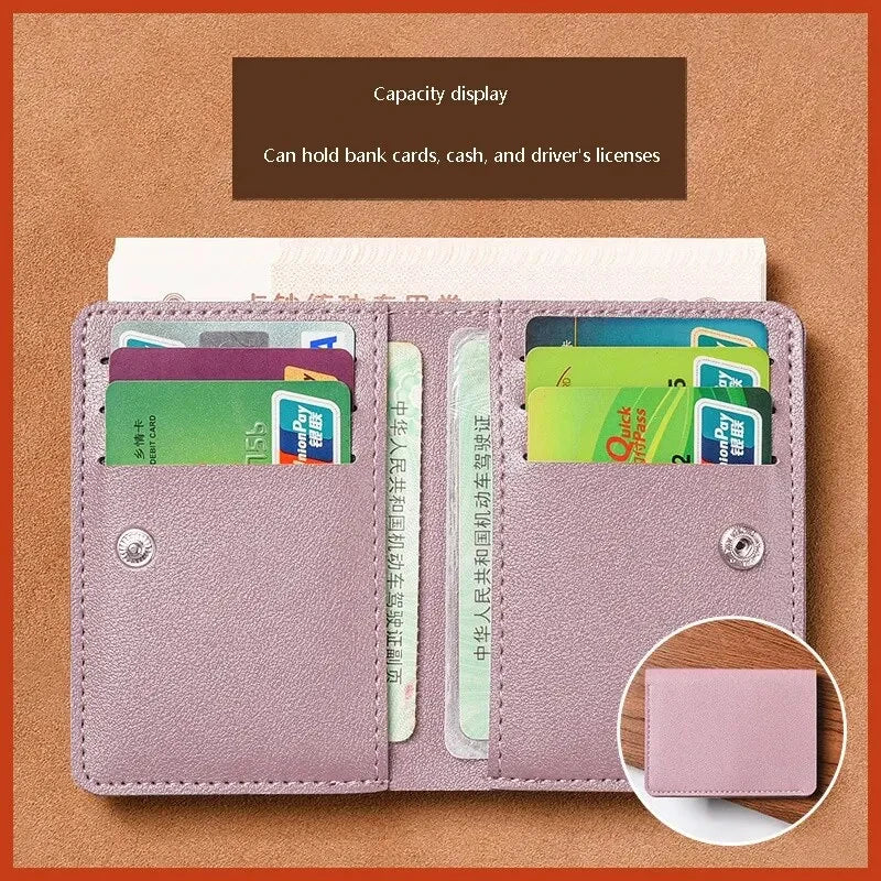 2024 New Mens & Women's Wallet Simplified Folding Button Small Wallet Driver's License Card Bag Male Student Soft Leather Wallet