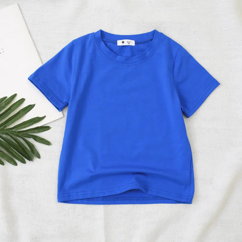 2-7T Toddler Kid Baby Boys Girls Clothes Summer Top Short Sleeve Cotton T Shirt Loose Infant Basic Tee Childrens Tshirt Outfits