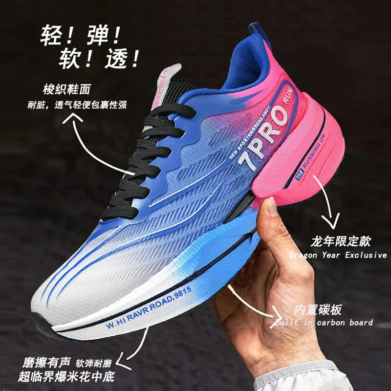 Marathon Air Cushion Carbon Plate Sports Running Shoes Men Breathable Lightweight Women Comfortable Nonskid Speciality Sneakers