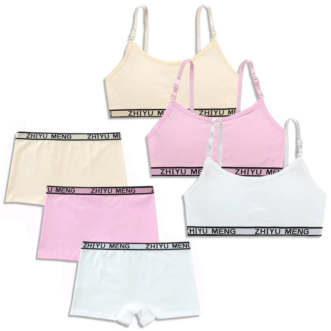 1Set Teenager Girls Bra Panty Sets Student Children Cotton Padded Training Bras+Panties Kids Sports Underclothes Teen Underwears